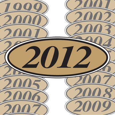 Gold and Black Oval Year Model Sticker