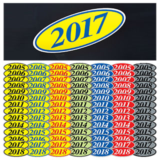 Oval Year Stickers