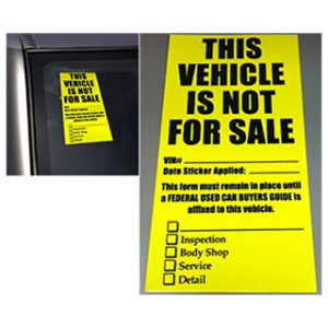 Vehicle not for sale decals